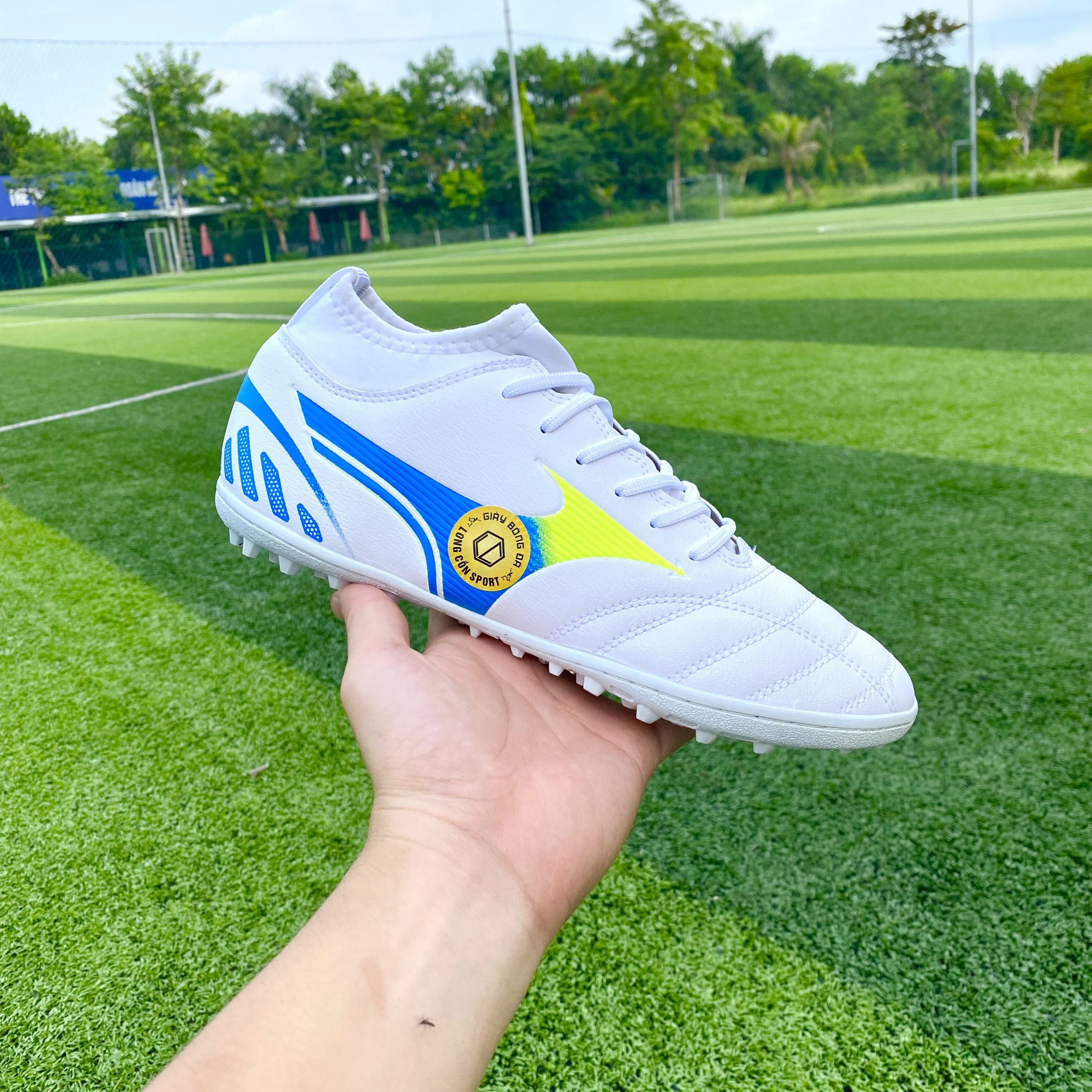 Giày Bóng Đá Mizuno Pro VN Trắng Viền Xanh TF - Hình ảnh 3